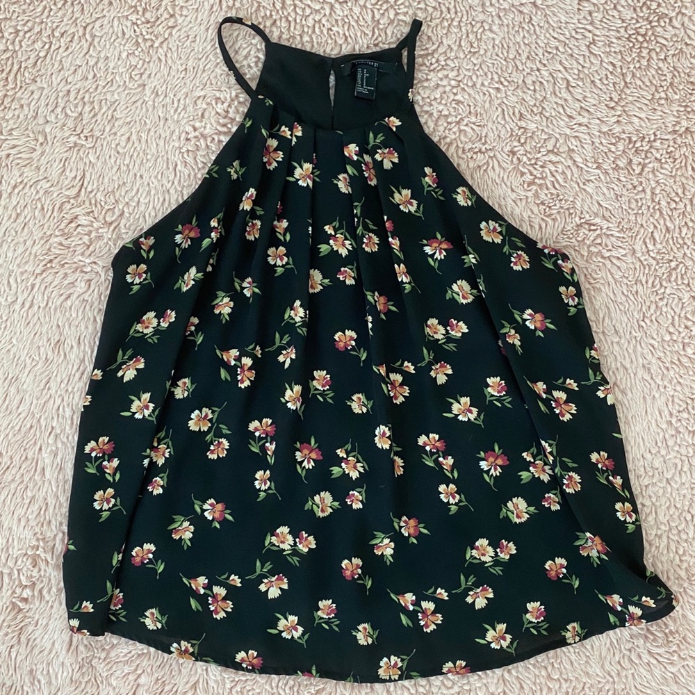 ***SOLD*** Black Floral Halter